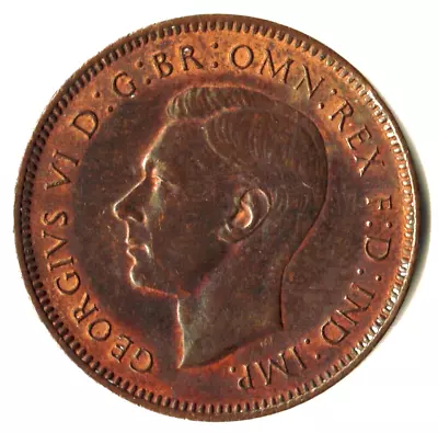 TONING EXTRA FINE DETAILS Great Britain 1944  Farthing  1/4d KM# 843 COIN C129 • $7.99