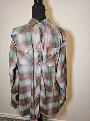 Vintage Westerner Brand Pearl Snap Button Down Shirt Sz 17L Long Sleeve Pocket • $10