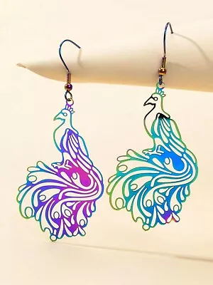 $2.99 • Buy AU Stock Women Hollow Out Colorful Peacock Drop Dangle Big Earrings Jewellery