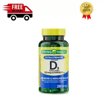 Spring Valley Vitamin D3 Softgels 5000 IU 100 Count FRESH • $10.99