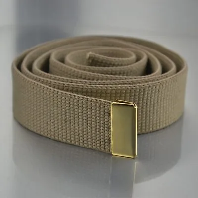 50  US Marine Corps USMC Uniform Belt Khaki Cotton Gold PLated !NO BUCKLE! • $12.99