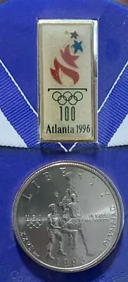 1995 US Olympic Half Dollar & Pin Of Atlanta Centennial Olympic Basketball • $9.99