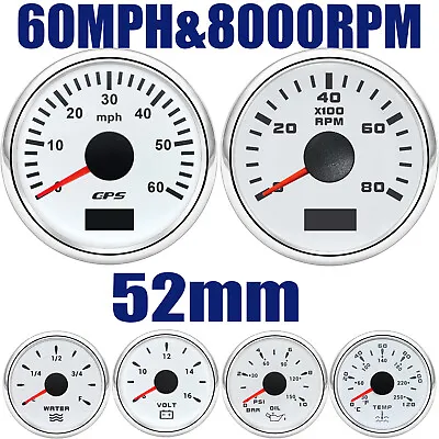 6 Gauge Set 52mm GPS Speedometer 0-60MPH Tachometer Waterproof For Marine Boat  • $132.76