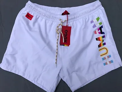 Hugo Boss Human Swim Trunks - Bathing Suit - Pride Collection- Large- WHITE- NWT • $59