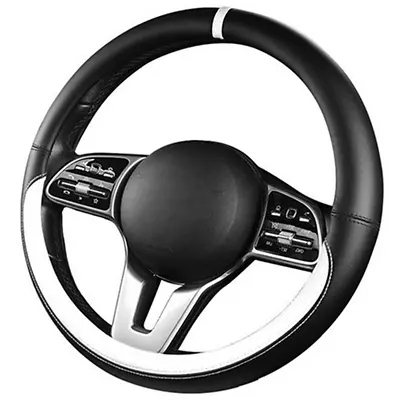 Nappa Leather Steering Wheel Cover Breathable Anti-Slip 38CM For Car Accessories • $25.10