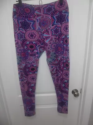 LuLaRoe Womens Multi Color Pattern Elastic Waist Soft Leggings Size TC 12-18 • $16.99