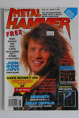 Metal Hammer Magazine 1990 Jon Bon Jovi Megadeth Complete Iron Maiden Sabbath • $46.89