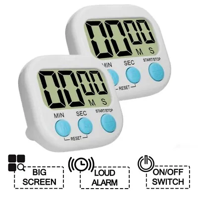 2X Kitchen Timer Magnetic LCD Digital Countdown Stopwatch With Stand Alarm Clock • $9.69