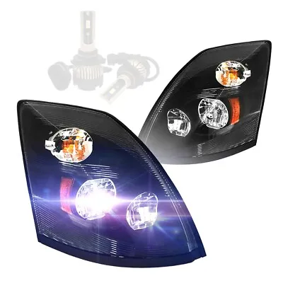 Headlight LED Style Black W/ LED Bulbs LH & RH Fit 04-18 Volvo VNL VN VNM • $339