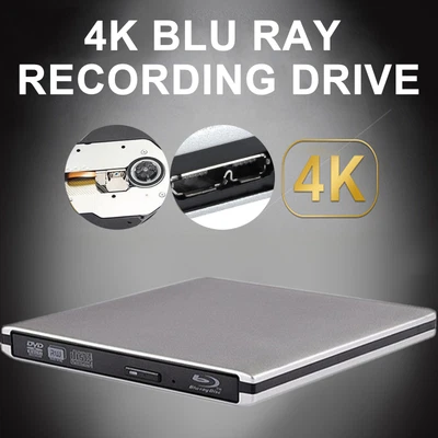 Blu Ray BD Burner External USB Super Slim DVD RW CD Writer Portable Drive Sil CY • £88.78