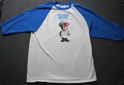 Vintage Alka Seltzer Mascot Speedy Recovery 3/4 Sleeve T-Shirt Double Sided XL • $14.99