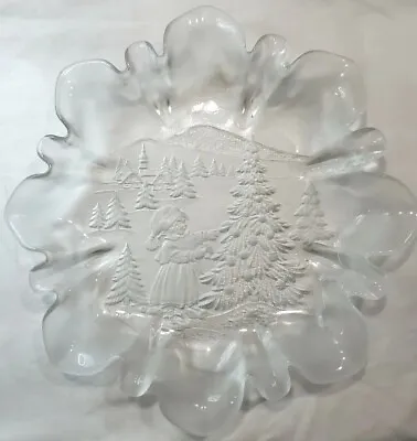 Mikasa Footed Pedestal Bon Bon Plate Dish Christmas Story Etched Frosted Fluted  • $18