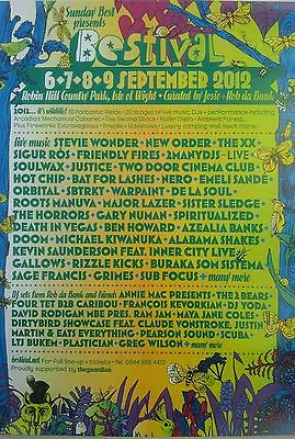 £9.99 • Buy Isle Of Wight Bestival Festival 2012 A3 Poster Stevie Wonder New Order The Xx
