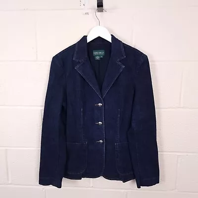 LAUREN RALPH LAUREN Jacket Womens M Medium Denim Blazer Sport Coat Blue Vintage • £39.90