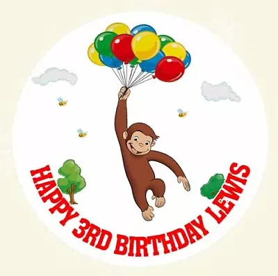 Curious George Cake Personalized Cake Topper Edible Icing Sugar Rice Paper 7.5 • £7.50