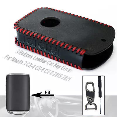 $7.69 • Buy 3 Buttons Key Fob Case Cover For Mazda 3 CX-5 CX-8 Car Key Remote Shell Leather