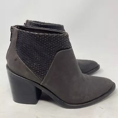 Modern Vintage Chunky Heel Ankle Boot Womens Size 7 1/2 38 Leather Heel Zipper • $29.99