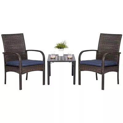 3-Piece Patio Bistro Set Outdoor Garden Furniture Set: Square Metaltop Table... • $211.16