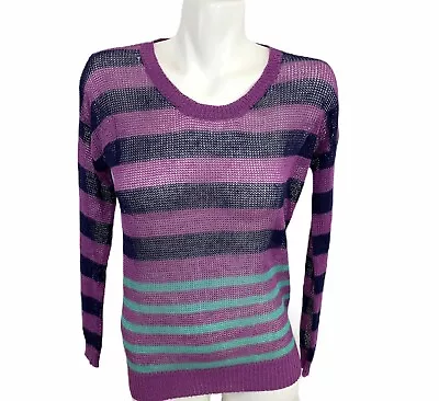 Madewell Wallace Size XS Womens Long Sleeve Striped Knit Pullover Top Purple • $12.79