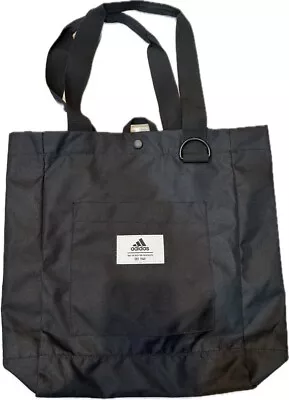 Adidas Black Polyester Canvas Tote Gym Shoulder Bag 11  X 12 1/2  X 4 1/2  • $15