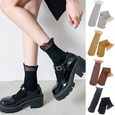 Women Lady Girls Ankle Fancy Fairy Retro Lace Ruffle Frilly Princess Short Socks • $5.72