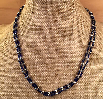 $7.99 • Buy SAPPHIRE LADDER  Blue Silver  Gorgeous Women’s Beaded Necklace Fashion Jewellery