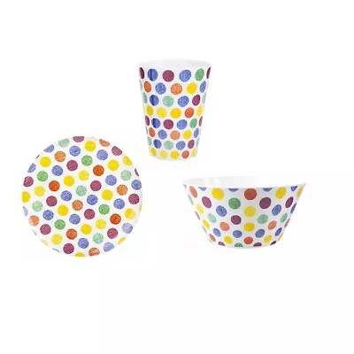 Spotty Design Melamine Plastic Cup Bowl Plate Or Whole Set Outdoor Dining BBQ • £2.19