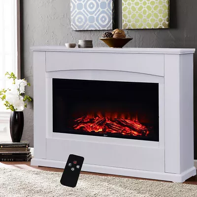 1800W Electric Fireplace 34  Fire Insert MDF Surrounding Led Flame Heater Stove • £139.95