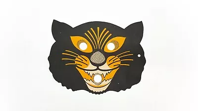 $25 • Buy Vintage Halloween Crazy Cat Mask Die Cut Cardboard 1940s - 1960s 
