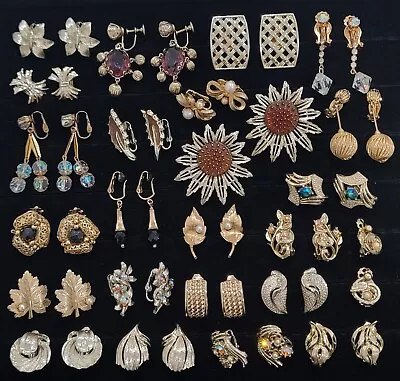 Vintage Gold Tone Clip On Earring Lot 24 Pairs Most Signed Coro Lisner Sarah Cov • $15.50