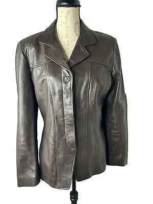 Vakko Sport Deep Brown Leather Blazer Jacket Size M • $27.60