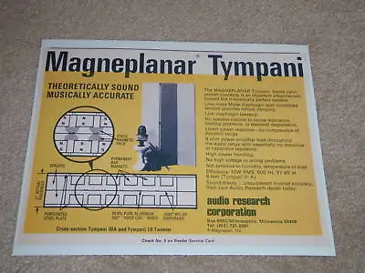 Audio Research Magneplanar Tympani Ad1973ArticleSpec • $7.99