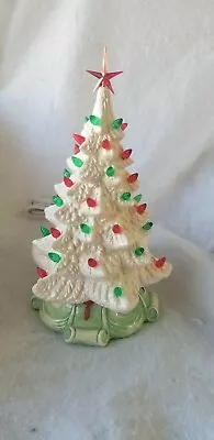 Ceramic Christmas White Tree/ Green And Red Base/ Green/Red Bulbs... Made In USA • $79