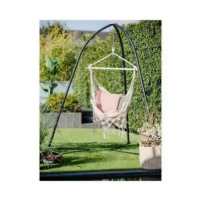 £65 • Buy Portable Garden Patio Hanging Rope Hammock Bed Cotton Swing Chair Frame Stand UK