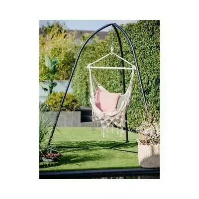 Portable Garden Patio Hanging Rope Hammock Bed Cotton Swing Chair Frame Stand UK • £64.98