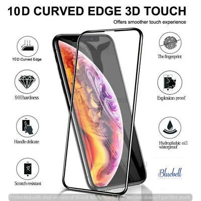 For IPhone X XS MAX XR 10D Full Cover Real Tempered Glass Screen Protector • £3.25