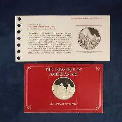 Treasures Of American Art - The Peale Family Sterling Silver Medal Free Ship US • $42.99