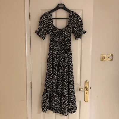 £7.99 • Buy 	Chekani Square Neck Midi Dress In Black White Floral Jessie