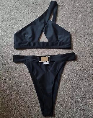 Black Cut Out High Waisted Bikini Set One Shoulder Bikini Co-Ord 2 Piece... • £2.49