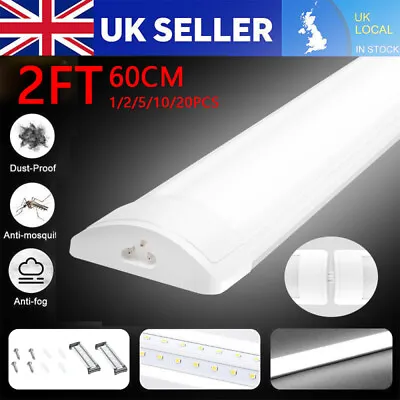 LED Batten Light 6500K Daylight Fluorescent Strip Light Slim Fitting Garage Lamp • £7.98