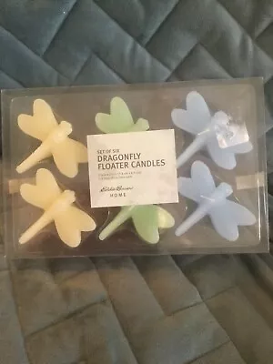 Eddie Bauer Home Set Of Six Yellow Green & Blue Dragonfly Floating Candles • $19.99