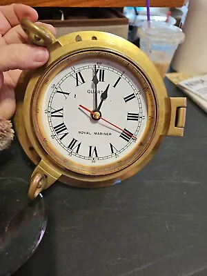 Royal MarinerNautical Brass Porthole Clock For Boat Ship Yacht 6inch Glass • $95