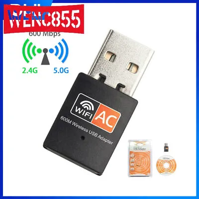 600Mbps 2.4+5GHz Dual Band USB Adapter WiFi Wireless Network Card 802.11ac • $5.50