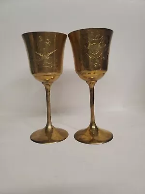 2  Vintage Brass Goblets Saudi Arabia Design Made In Pakistan • $35.10