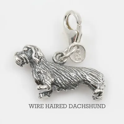 Wire Haired Dachshund Dog Charm 3-d Solid Sterling Silver • $45.65