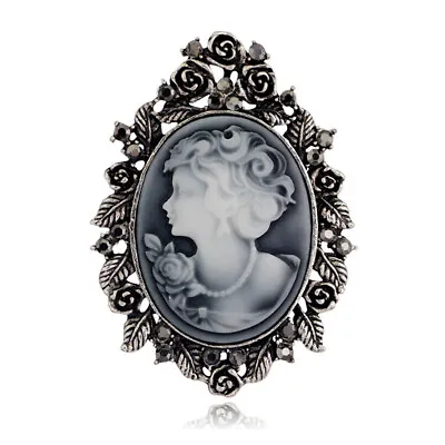 1X Vintage Cameo Victorian Style Crystal Wedding Party Women Pendant Brooch PYE • $5.49