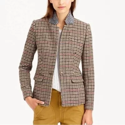 J Crew Rare Regent Jewel Embellished Collar Wool Houndstooth Blazer • $150