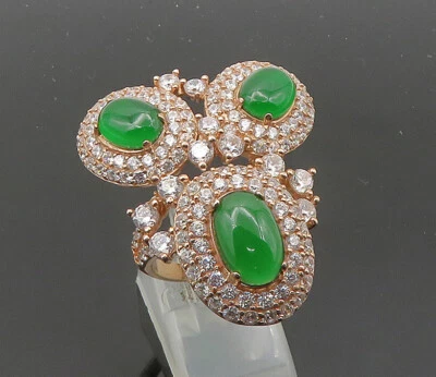 $78.78 • Buy 925 Silver - Vintage Carnelian & Cubic Zirconia Cocktail Ring Sz 8 - RG21388