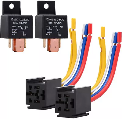 2 Pcs Automotive Car Relay & Socket DC 24V 80A 5Pin SPDT ON/OFF Switch Control • $7.47