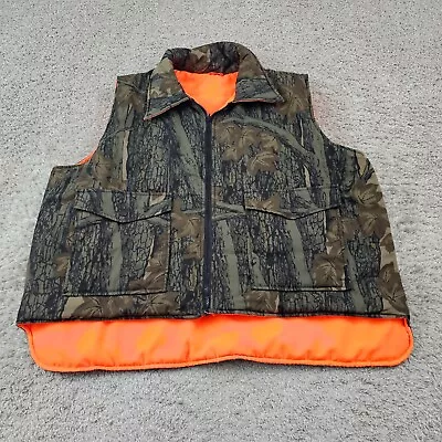 Conceal Vest Mens 2XL XXL Camo Trebark Reversible Full Zip Hiking Outdoors • $17.49